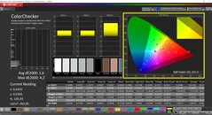 CalMAN ColorChecker（配置文件：P3，目标色彩空间：P3）