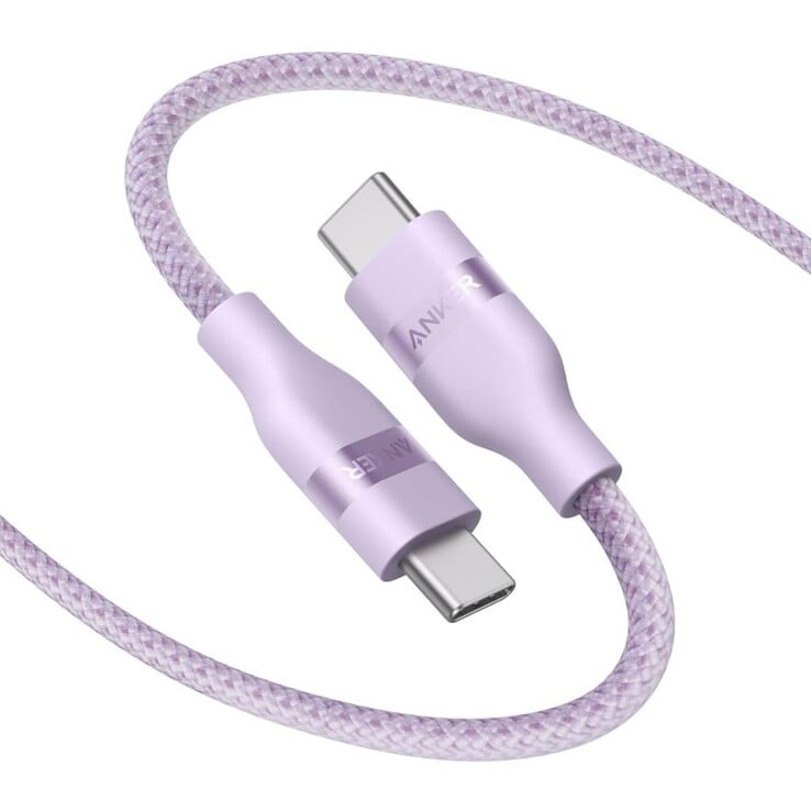 Anker USB-C 至 USB-C 电缆(3 英尺,240 瓦,升级回收编织),淡紫色