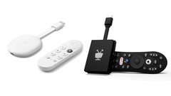 与 Google TV 搭配使用的 Chromecast 已经停产,但还有其他替代产品,如 TiVo Stream 4K。(图片来源:谷歌和 TiVo)