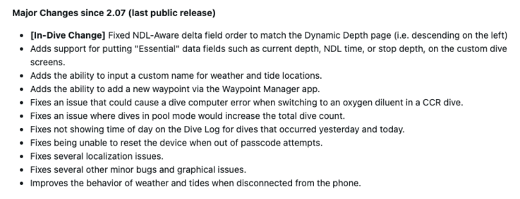 Garmin Descent X30 系统软件 3.06 的发布说明