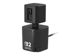 Hori 价格更实惠的 GameChat 摄像头可直接安装在 Switch 2 上，或与可拆卸的底座一起使用。(图片来源：Hori）