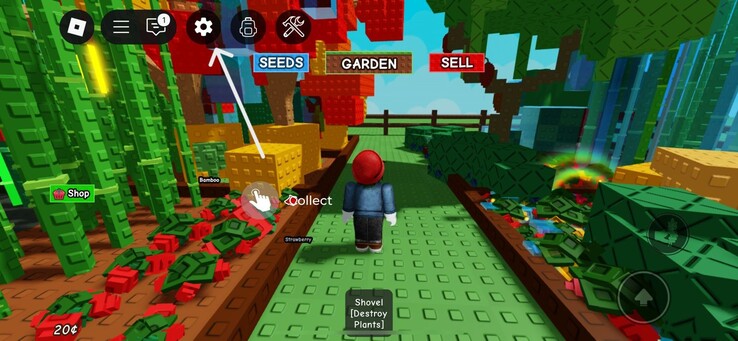 点击 "设置 "图标（图片来源：Roblox）