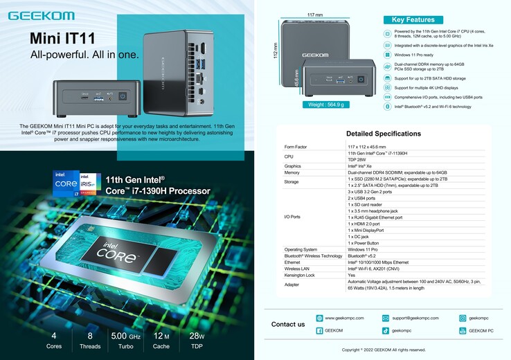 Geekom Mini IT11：规格