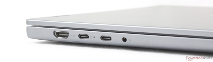 左：HDMI 1.4a、2x USB-C 3.2 Gen. 2 w/ Power Delivery 3.0 + DisplayPort 1.4 (10 Gbps)、3.5 毫米耳机