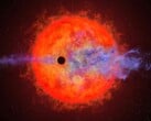 艺术家的插图显示了一颗系外行星和一颗恒星。