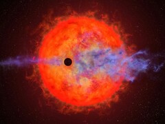 艺术家的插图显示了一颗系外行星和一颗恒星。