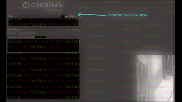 Core Ultra 9 185H Cinebench R20 多核成绩。(来源：摩尔定律已死）