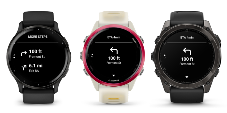 Garmin 智能手表的 Google Maps 应用程序截图。(图片来源：Garmin Connect IQ Store）