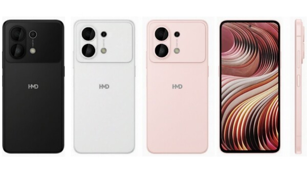 泄露的 HMD Ace 5G 渲染图显示，它有黑色、白色和粉色三种颜色（图片来源：Smashx_60 on X）