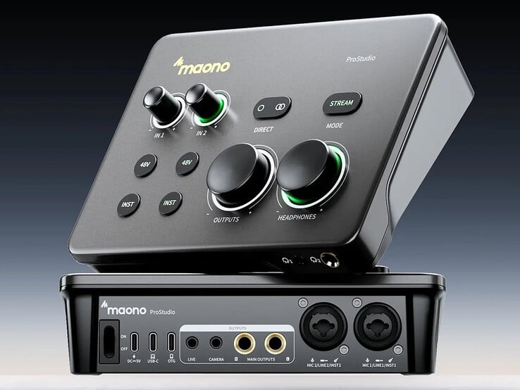 Maono P2 音频接口配备了两个 XLR/麦克风接口。