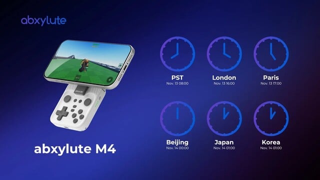 Abxylute M4 移动控制器的 Kickstarter 募捐活动定于北京时间 2025 年 11 月 13 日上午 8:00 开始。(图片来源：Abxylute Discord）