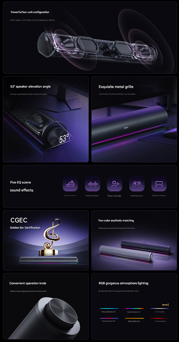 红米桌面扬声器 2 Pro 的主要亮点（图片来源：小米 - 机器翻译）