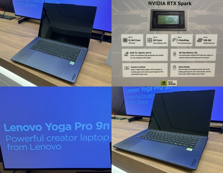 在 2026 年台北国际电脑展上展示的联想 Yoga Pro 9n。联想称这是一款功能强大的笔记本电脑,适合创作者使用。