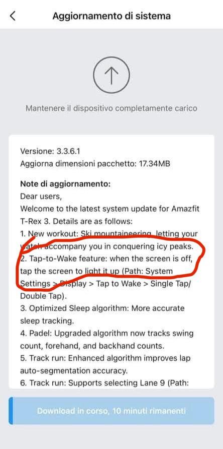 Amazfit T-Rex 3 的 3.3.6.1 版本更改日志（图片来源：u/DanilaoIT via Reddit）