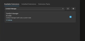 Stability Matrix 中 ComfyUI 可用扩展菜单的截图。(图片来源：Windows 屏幕截图）