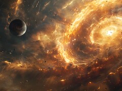 显示一颗行星接近黑洞的图像。(图片来源：Kyraxys - Pixabay）