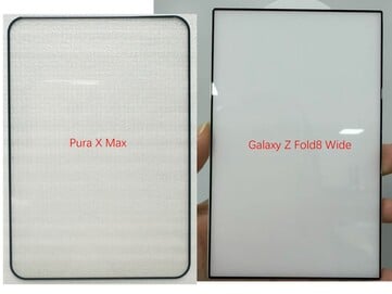 华为 Pura X Max 屏幕保护膜(左)与Galaxy Z Fold 8 Wide 屏幕保护膜(右)。