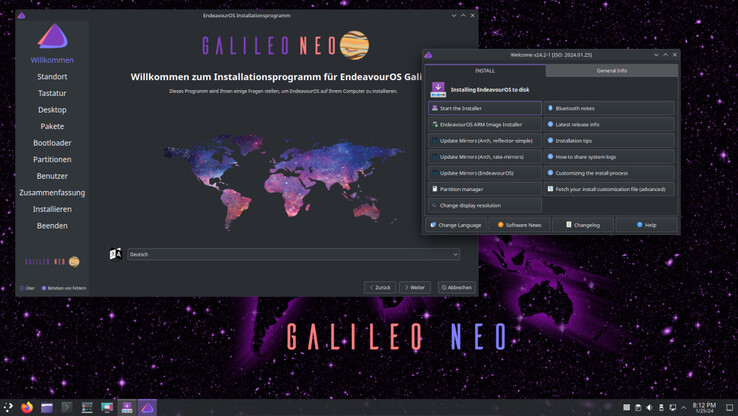 EndeavourOS Galileo Neo 的 KDE Plasma 桌面（图片：EndeavourOS）。