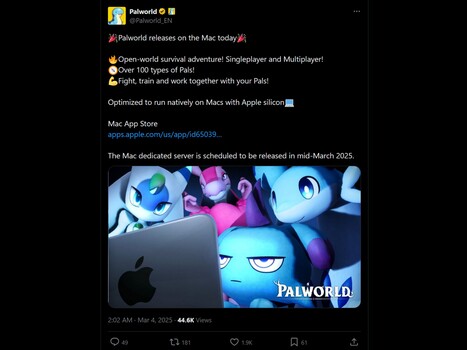 Palworld for Mac X 公告（Palworld X 官方账号）