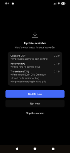 有适用于 Wave Go 的更新