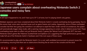 日本 Reddit 上的 Switch 2 过热帖子（图片来源：截图，Totally Switched subreddit）