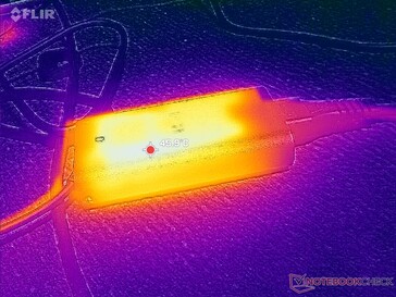 运行高负荷时，交流适配器的温度可达 46 C 以上