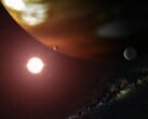 一幅描绘恒星和行星的艺术插图。