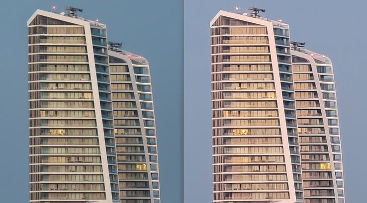 左:使用 200 毫米长焦变焦镜头。右图无远摄转换器。