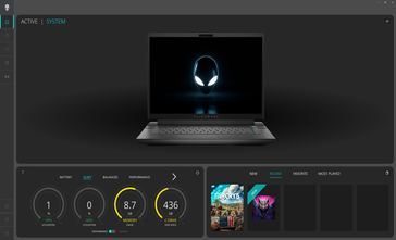 Alienware 指挥中心主屏幕