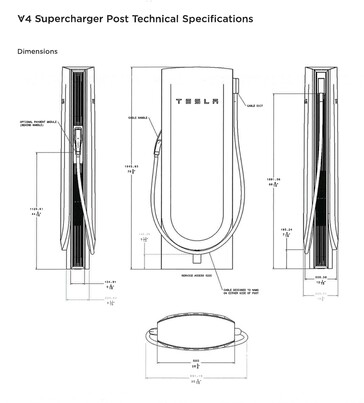 特斯拉 V4 超级充电器尺寸