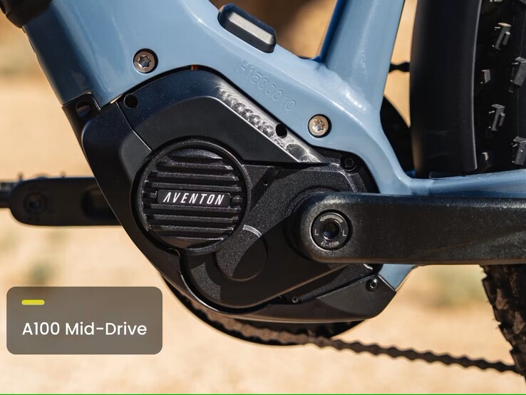 Aventon Aventure M 电动自行车配备了新型 Aventon A100 750 瓦中置驱动电机，扭矩为 100 牛米（图片来源：Aventon）。