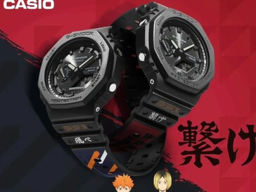 两款以 Haikyu！！为主题的 GA-B2100 手表，分别以 Karasuno 和 Nekoma 为原型。(图片来源：@morgan_gshock on Instagram）