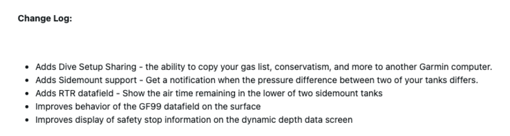 Garmin Descent X50i 系统软件 5.12 的发布说明