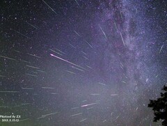 英仙座流星雨在中国上空的图像（图片来源：Xiang Zhan 和北京天文馆）