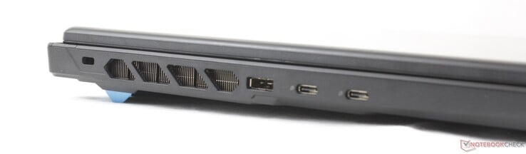 左侧:Kensington 锁、交流适配器、2 个 USB-C 3.2 Gen.2 接口(支持 DisplayPort 和 Power Delivery)