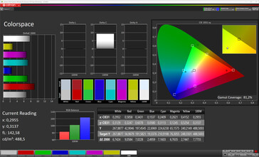 色彩准确度（目标色域：sRGB；配置文件：出厂默认设置）