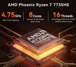 Aoostar GOD77 中的 AMD Ryzen 7 7735HS（来源：Aoostar）