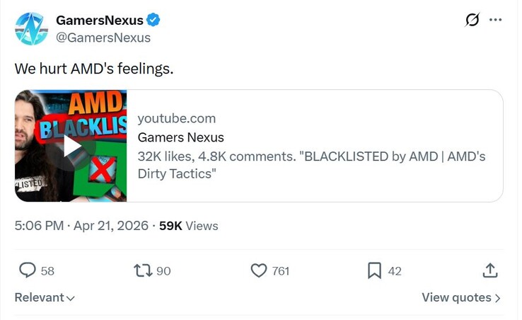 玩家 Nexus 声称他们伤害了 AMD 的感情。