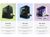 NZXT Flex PC 租赁订购计划的截屏，其中突出显示了可供消费者选择的不同层级