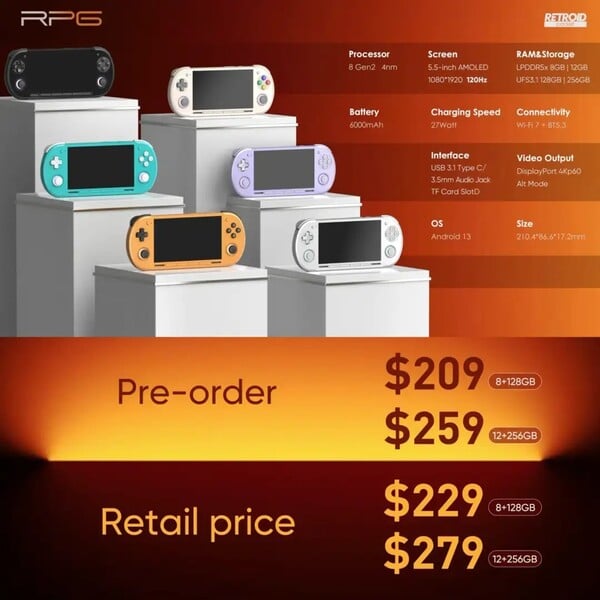Retroid 将为预购 Retroid Pocket 6 的用户提供 20 美元的折扣。(图片来源：Retroid）