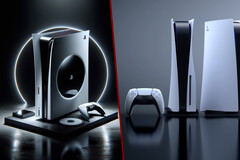 在实际产品曝光之前,是使用人工智能生成的即将上市设备(PS5 Pro)的图片(左图)更好,还是使用官方图片(PS5;右图)的替身更好?(图片来源:Dall-E 3 / SIE - 已编辑)