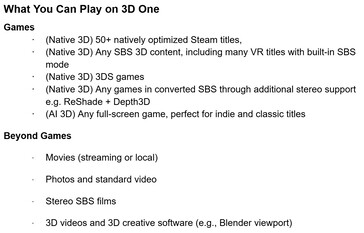 Abxylute 3D One 可以用 3D 显示各种游戏、应用程序、图像和电影。(图片来源：Abxylute）