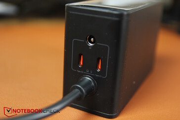 后部：电源线、2 个 USB-C、1 个 DC 输出端