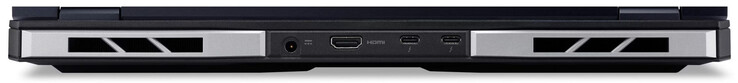 背面：电源端口、HDMI 2.1、2 个 Thunderbolt 4（USB-C、Power Delivery、DisplayPort）