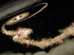 一张经过编辑的图片，展示了恒星和黑洞。