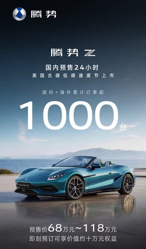 Denza Z：Coupe、Spider和Racing版本开启预售，24小时内预订量突破1,000辆。