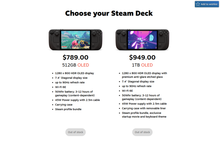 两款 Steam Deck OLED 现在都已缺货。