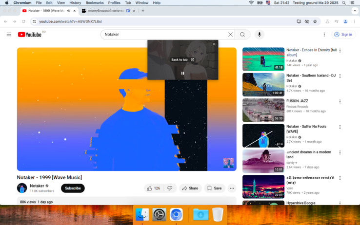 MacOS 10.13 上的 Chromium Legacy 127 - 同时播放画中画视频的 YouTube 视频（图片来源：截图 - Notebookcheck）