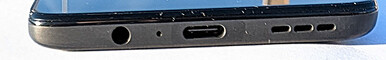 底部。 3.5毫米音频端口、麦克风、USB-C端口、扬声器