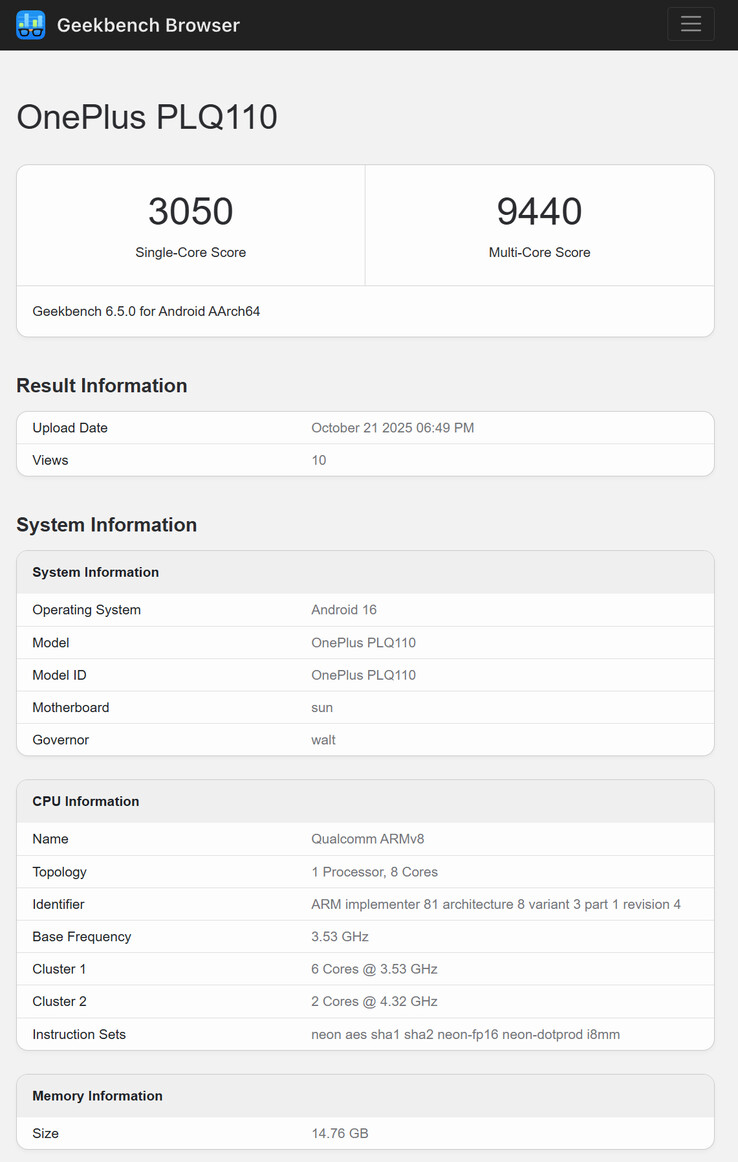 (图片来源：Geekbench）